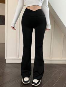 DAZY Women Solid Color High Waisted Skinny Leggings, Casual Everyday Wear,Fall Clothes Tights - Black - View 6