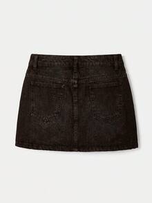 Maija Women's Denim Mini Skirt Y2K Style Concert Back To School - Brown - View 2