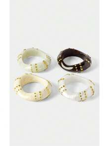 Noxbound Pulsera de remaches irregulares plateados, BOHEMIANO/Moderno/Elegante,Uso diario/Día de trabajo,Capas/Piedras preciosas/Cuentas/Cristales,Gruesa - Dorado - Ver 8