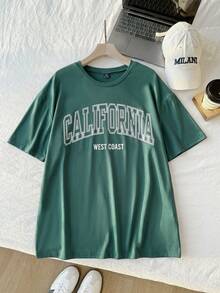 Comfortcana California 大碼字母圖案落肩短袖 T-shirt - 白色 - 查看 4