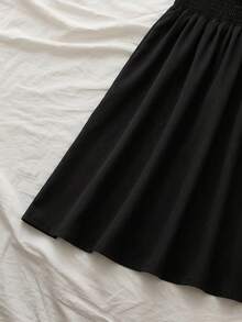 SHEIN VCAY Vestido de vacaciones sin hombros de talla grande con estampado de leopardo - Negro - Ver 3