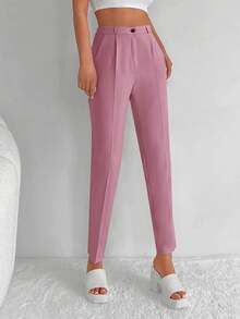 RueChic Solid Zip Up Suit Pants - Dusty Pink - View 3