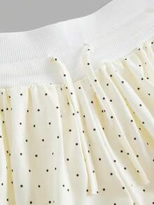SHEIN Tween Girl Casual Polka Dot Ruffle Hem Shorts - Apricot - View 3