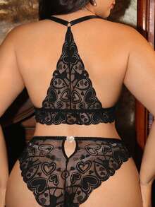 Divavoom Set Lingerie Tanpa Punggung Berenda Romantis 2 Potong - Hitam - View 2
