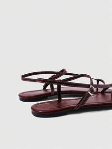 HighSole Women Heeled Sandals Summer - Burgundy - View 5