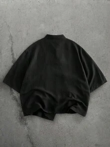 HIMLAND 男士純色休閒百搭日常穿著襯衫 - 黑色 - 查看 3