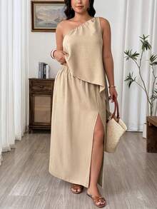 Plus Size Modest Sets - Khaki - View 7