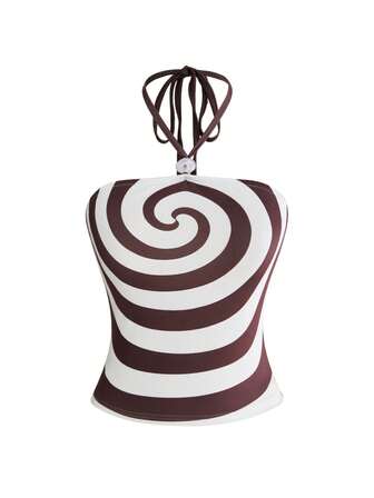 Hippie Top a canotta da donna casual da vacanza stile boho con motivo a spirale