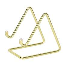 Soporte de hierro plegable con diseño triangular, soporte de metal simple estilo europeo para exhibir té, pasteles, marcos de fotos, platos y regalos para cumpleaños y graduación - Dorado - Ver 15