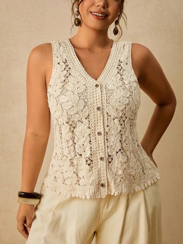 Travachic Plus Size Women's V-Neck Single-Breasted Casual Versatile Daily Outing Cardigan