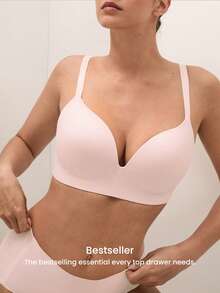 LUVLETTE Dream Curve Support+ Black Wireless Push Up T-Shirt Basic SizeFreedom Bra No Show Underwear Comfortable Must-Haves - Baby Pink - View 3