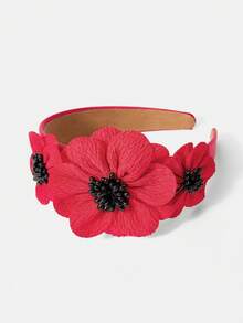 MOTF PREMIUM ROSE RED FLOWER HEADBAND - Hot Pink - View 2