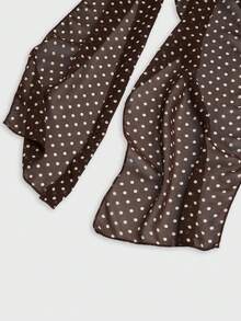 Sweetra Plus Size French Polka Dot Print Metal Decor Halter Neck Tie Dress - Multicolor - View 7