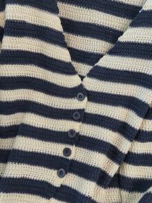 GlowEve CURVE Plus Size Casual Striped V-Neck Long Sleeve Button-Up Cardigan - Blue - View 5