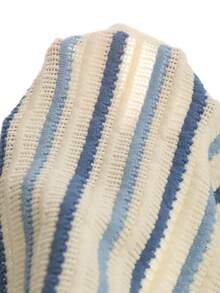 SHEIN 2pcs/Set Kids Young Boy Summer Cute Casual Blue & White Striped Short Sleeve Top & Striped Shorts Knit Sweater Set, Vacation Outfit, Summer Set, Shirt Set, Knit Set, Boys Outfit - Multicolor - View 9