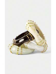 Noxbound Pulsera de remaches irregulares plateados, BOHEMIANO/Moderno/Elegante,Uso diario/Día de trabajo,Capas/Piedras preciosas/Cuentas/Cristales,Gruesa - Dorado - Ver 4