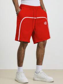 Manfinity Hypemode Men's Striped Drawstring Shorts - Red - View 2
