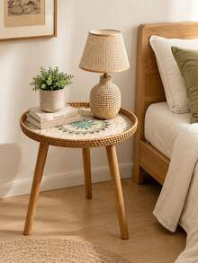 1 Piece Handmade Rattan Woven Shell Small Tea Table Square Sofa Small Side Table Small Round Table Wild Dining Table - Multicolor - View 8
