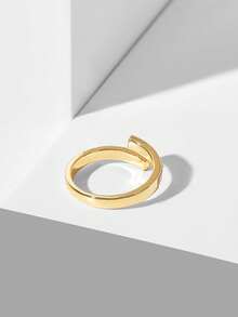 MOTF PREMIUM 18K GOLD PLATED NICHE CROSS OPENING RING LIGHT LUXURY ADJUSTABLE DESIGN TEMPERAMENT RING - Yellow Gold - View 7