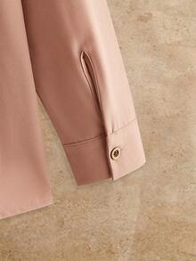 HIMLAND Men's Solid Color Long Sleeve Button Half-Placket Casual Shirt - Apricot - View 5
