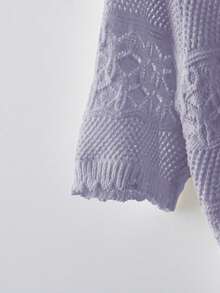 Everyssa New European & American Fashion Mixed Color Versatile Knit Sweater Top - Mauve Purple - View 4
