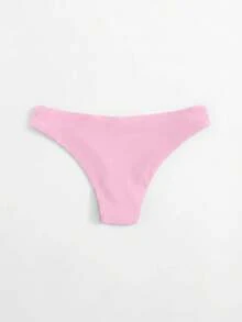 Swim Basics 女款夏季海灘純色休閒比基尼泳褲下身 - 淺粉色 - 查看 2