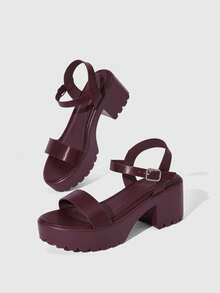 HighSole 女士时尚黑色高跟凉鞋，适合夏季毕业典礼、舞会、度假等各种场合，包括夏季、圣诞节、秋季、新年等节日。 - 酒紅色羊紋 - 查看 6