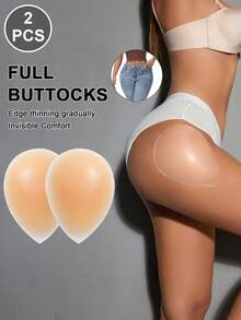 Wedaily Women's Sexy Invisible Design Reusable Buttocks Silicone Pads 2 Pcs, Used To Physically Enhance The Buttocks On Both Sides And Shape The Body - Beige - View 1