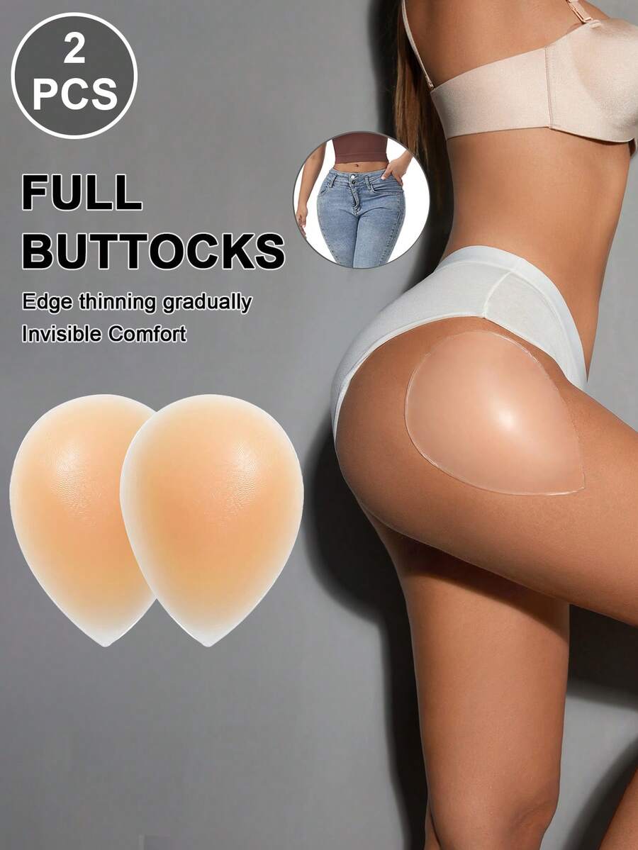 Wedaily Women's Sexy Invisible Design Reusable Buttocks Silicone Pads 2 Pcs, Used To Physically Enhance The Buttocks On Both Sides And Shape The Body - Beige - View 1