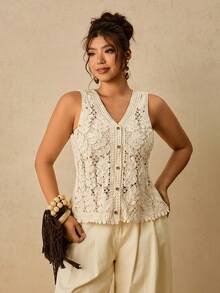 Travachic Plus Size Women's V-Neck Single-Breasted Casual Versatile Daily Outing Cardigan - Camel - View 5