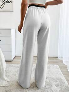 SHEIN Cottnline Pantalones Con Cintura Ajustable De Cordón - Blanco - Ver 2