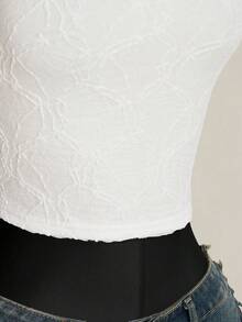 SHEIN ICON 女款素色休閒日常穿搭掛脖上衣 - 白色 - 查看 8