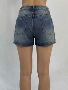 DAZY Women's Loose Casual Versatile Denim Shorts With Pockets - Blue - View 4