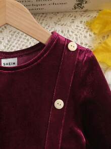Emery Rose Kids Emery Rose Kids 女童酒紅色長袖洋裝，適合小女孩，聖誕閃亮波爾多紅派對冬季假期禮服 - 酒紅色 - 查看 6