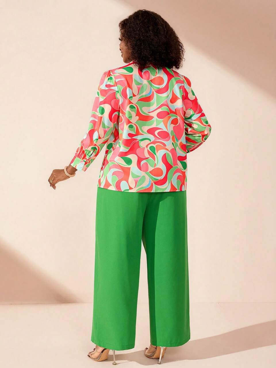 Plus Size Sunset All Over Print Wide Leg Pants 2pc Set Summer Casual Vacation Outfits Women