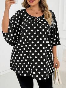 SHEIN CURVE+ 大尺碼情人節波點印花襯衫 - 彩色 - 查看 6
