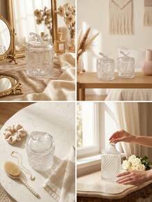 Cirelle 1pc Crystal Glass Storage Jar Details With Delicate Accents For Cozy Diningroom Delivering Exquisite Presence For Aesthetic Display - Multicolor - View 5