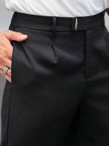 Manfinity Mode Pantalones de negocios multifuncionales de color sólido para hombres - Negro - Ver 8
