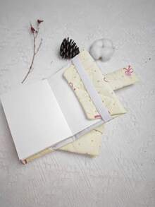 Cirelle 1PC A6 Aesthetic Quilted Fabric Book Cover With Snap Closure, Soft Bow Print Book Sleeve Case, Protective Book Jacket Cover Holder For Planner, Notebook & Novels - Single Piece - View 9