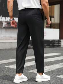 Manfinity Mode Pantalones de negocios multifuncionales de color sólido para hombres - Negro - Ver 2