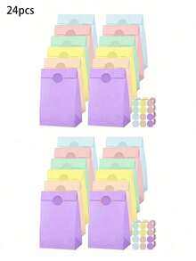 1/6/12/24pcs 8 Inch Kraft Paper Gift Bags With Handles Small Party Favor Bags Pastel Macaron Colorful Rainbow For Birthday Wedding Holiday Celebration Home Storage Decoration - multicolor - View 12