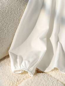 SHEIN Lace Ruffle Girls' Blouse | Puff Sleeve | Button-Down | Daily & School Ready - White - View 4