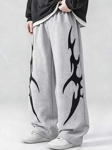 SHEIN 青少年男孩休閒舒適百搭寬鬆直筒運動長褲 - 灰色 - 查看 8