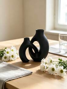 Vaso Branco Nórdico Moderno com Design Espiral de Redemoinho Intrincado, Vaso Decorativo para Flores Secas & Folhagens, Decoração Ideal para Mesa de Entrada de Casa e Escritório, Presente Perfeito para o Dia dos Namorados - Multicolor - Visão 2