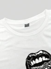 Manfinity EMRG Men's Summer Casual Lip Print T-Shirt - White - View 4