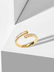 MOTF PREMIUM 18K GOLD PLATED NICHE CROSS OPENING RING LIGHT LUXURY ADJUSTABLE DESIGN TEMPERAMENT RING - Yellow Gold - View 3