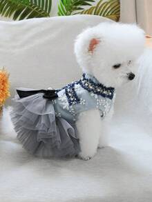PETSIN 1pc Pet Retro Small Fragrant Dress, Cat And Dog Universal Clothes, Very Suitable For Gatherings, Outings And Picnics - Multicolor - View 10