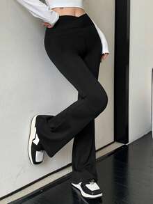 DAZY Women Solid Color High Waisted Skinny Leggings, Casual Everyday Wear,Fall Clothes Tights - Black - View 14