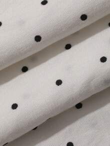Dazy Plus Bow Print White Short Sleeve Top & Polka Dot Long Pants Cute Spring/Summer Pajama Set - White - View 3