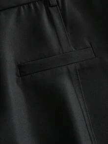 EASEVO 男士大尺碼休閒百搭純色寬腿長褲 - 黑色 - 查看 7